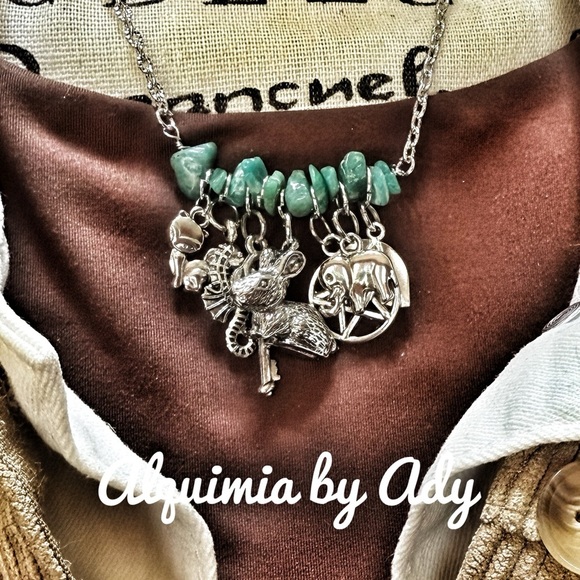 Alquimia Silver and Turquoise Charm Necklace - Picture 2 of 4